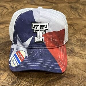 Texas Tech Red Raiders Trucker Hat Snapback Texas Flag Red White Blue Cap